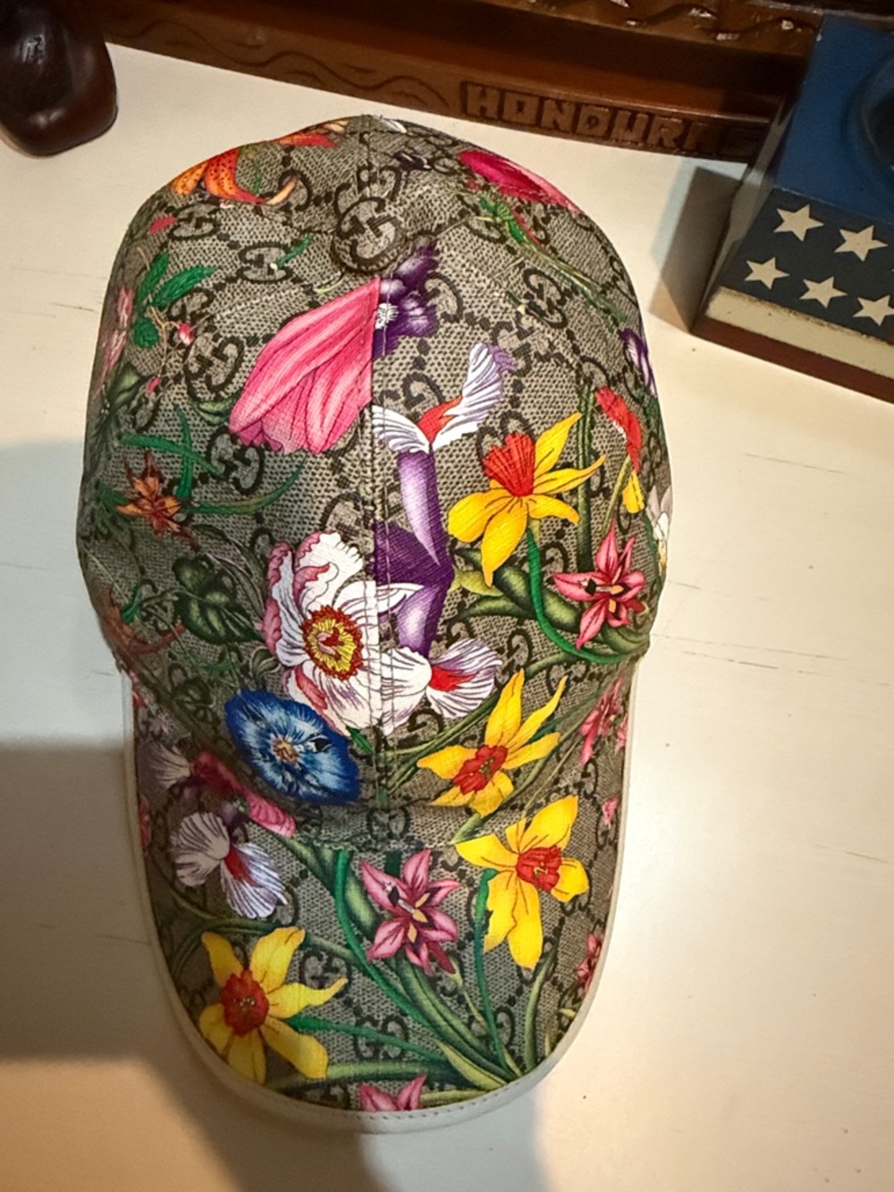 Gucci Floral GG Supreme Baseball Cap in Yellow, Pink, Purple and Green
